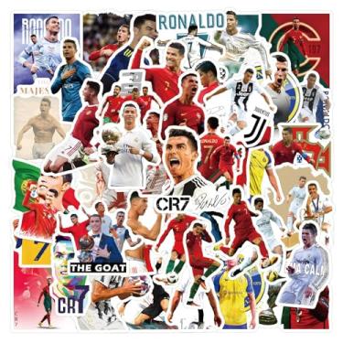 Imagem de 50 peças de adesivos do jogador de futebol Cristiano Ronaldo, adesivos de vinil Ronaldo, estrela do futebol, pacote de adesivos de garrafa de água, presentes esportivos de bola para amantes de