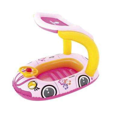 Imagem de Carro inflável infantil de 3 a 6 anos Rosa com cobertura Bestway