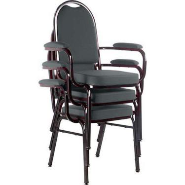 Imagem de Kit com 3 Cadeiras para Auditório Linha Hotel Cinza