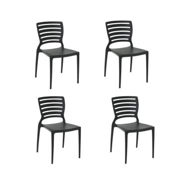 Imagem de Kit 4 Cadeiras Sofia Preta Tramontina Encosto Vazado Horizontal 92237/009