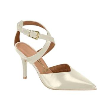 Imagem de Sapato Feminino Vizzano Scarpin Salto Fino Tiras Cruzadas Off White 36