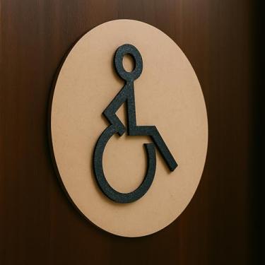 Imagem de Placas Decorativas de Sinalização Café Unissex Masculino Feminino Acessibilidade Redondo em MDF(Acessibilidade)