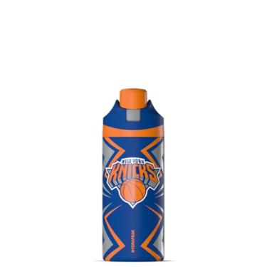 Imagem de Hydrapeak Garrafa de água infantil oficialmente licenciada pela NBA New York Knicks Oasis, 590 ml, garrafa de água de aço inoxidável infantil com tampa, botão de pressão