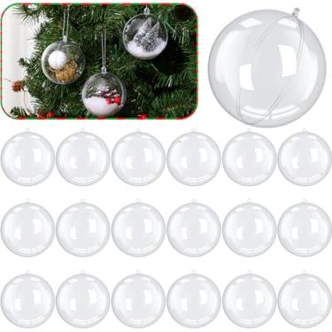 Imagem de Wettarn 15 bolas de enfeites de Natal transparentes de 80 mm para artesanato DIY, decoração de árvore de Natal acrílica para decoração de festa de casamento