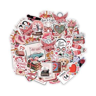 Imagem de Pacote de adesivos de Dia dos Namorados com 60 peças – Adesivos fofos com tema de amor com corações, rosas, ursos, doces, música e citações doces – Perfeito para álbuns, diários, presentes e