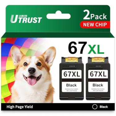 Imagem de LEMERO UTRUST Cartucho de tinta 67XL preto de substituição para impressoras HP 67 67XL funciona para HP DeskJet 2700 2752 2755e 2855e 2800 2742e 4155e 4255e 4100 Envy 6055e 6000 6455e 6400 6458e