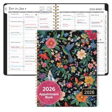 Imagem de Agenda de agendamentos 2026, agenda trimestral, semanal e mensal (janeiro de 2026 a dezembro de 2026), agenda de 21,5 x 28 cm com capa flexível e abas, perfeita para material escolar de escritório