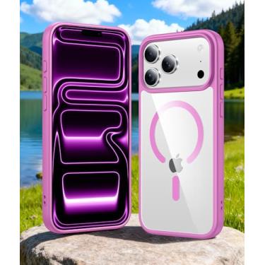 Imagem de Capa para iPhone 17 Pro Max, compatível com MagSafe, proteção de grau militar à prova de choque, capa magnética transparente para celular antiamarelamento, antiarranhões, capa protetora para celular