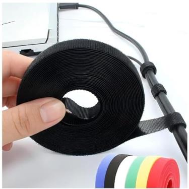 Imagem de Fita de fixação de 5 m, fita de nylon reutilizável, tiras de rolo de gancho de dupla face, fios, gerenciamento de fios, organizador de fios ou fones de ouvido, computador, PC, gerenciamento de
