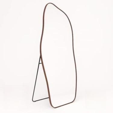 Imagem de Espelho Orgânico Corpo Inteiro Com Suporte De Chão 170X70cm Quarto (Marrrom)