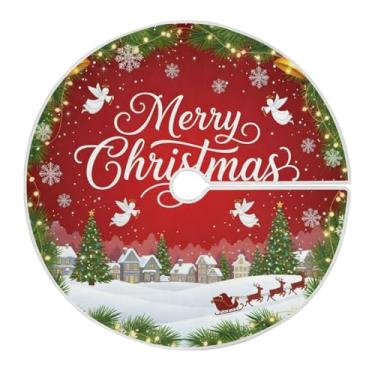 Imagem de ALAZA Decoração de saia de árvore de Natal, enfeite de mini saia de árvore pequena de 90 cm com guirlanda de alce de árvore de Natal para decoração de festa e casa