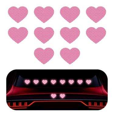 Imagem de Shakas Pack-10 adesivos decorativos refletivos de coração, adesivos decorativos de corpo de porta-malas de PVC com grade de cristal personalizado, acessórios de ajuste criativos, adequados para a