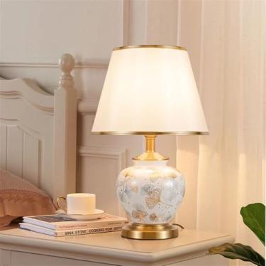 Imagem de Luminária de mesa contemporânea de cerâmica com LED, estilo americano, para sala de estar, quarto, escritório, casa de campo ou hotel, com design retrô e criativo (Estilo 9)