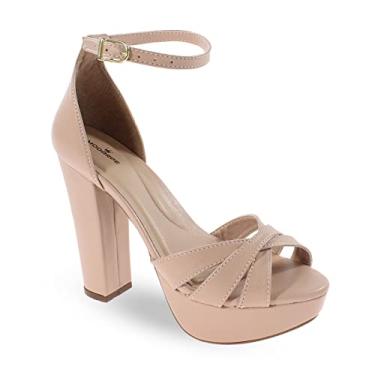 Imagem de Sandália Modarpe Meia Pata Salto Alto Grosso Feminina M45 (Nude, BR, Adulto, Numérico, 33)