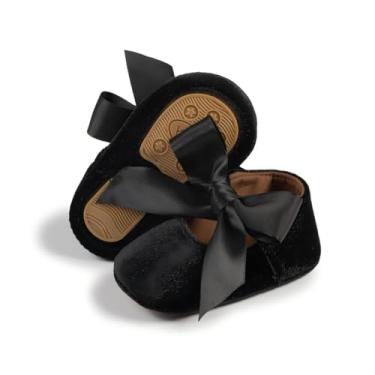 Imagem de Vestido de noiva princesa com sola macia para bebês meninas Mary Jane Sapatilhas para recém-nascidos, A03/preto, 12-18 Months Toddler
