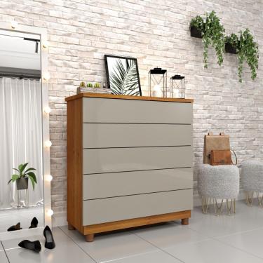 Imagem de Cômoda Premium Com Pés E 5 Gavetas Cinamomo-off