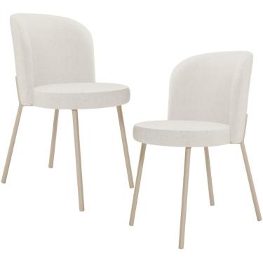 Imagem de Kit 02 Cadeiras Para Sala De Jantar Cozinha Estofada Gavi Arena L02 Linho Bege - Lyam Decor