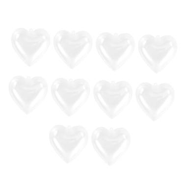 Imagem de Bolas vazadas em forma de coração de plástico, lembrancinhas de festa, bolas decorativas transparentes, enfeites de pendurar para árvore de Natal