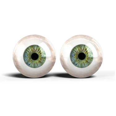 Imagem de Olhos de artesanato de vidro realistas de 2,5 cm, design de íris humana azul e cinza, conjunto de 2 peças, suprimentos para taxidermia e fabricação de bonecas - ONE POLEGADAS 25 mm (103-1-25)