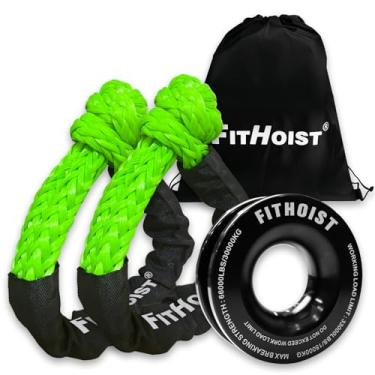 Imagem de FITHOIST Anel de recuperação de manilha macia 1/5.1 cm x 55.9 cm 25.401.2 kg, grilhões para reboque 2 peças com anel de arrebatar acessórios de guincho para SUV ATV UTV Offroad Recovery Kit