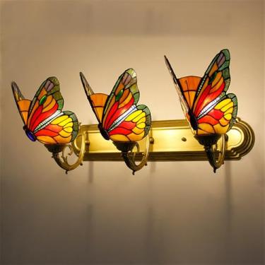 Imagem de Luminária de parede retrô americana LED estilo europeu de luxo para sala de estar, quarto, escritório, casa de campo, hotel, restaurante, café, bar, corredor, com vidro colorido (Estilo 21)