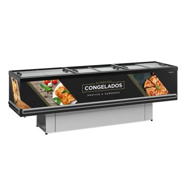 Imagem de Expositor Ilha Gelopar Para Congelados Standart 819 Litros Preto 220V GESV-290 R