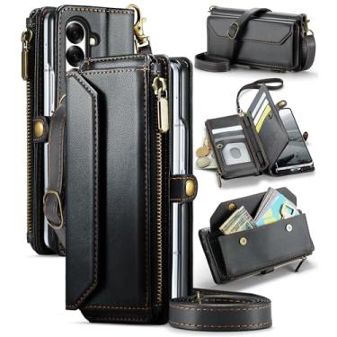 Imagem de Asuwish Capa de celular para Samsung Galaxy Z Fold 7 com zíper e compartimento para caneta S e alça de pulso com bloqueio de RFID, suporte para cartão de crédito, acessórios para celular ZFold Z7 G