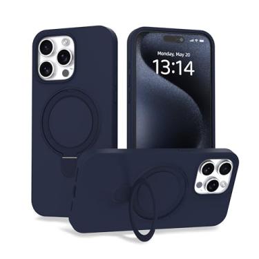 Imagem de IAIYOXI Capa para iPhone 13 com suporte magnético invisível - compatível com MagSafe, teste de queda militar, capa de silicone à prova de choque para mulheres e homens (6,1 polegadas, 2021) - azul