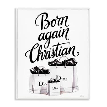 Imagem de Stupell Industries Arte giclée emoldurada branca de sacolas de compras e cristãs, design por Amanda Greenwood, 50 x 40 cm