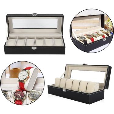 Imagem de Estojo Porta Relógio 6 Lugares Super Luxuoso Super Aveludado