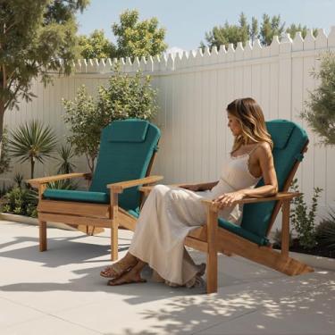 Imagem de Crestlive Almofada de cadeira Adirondack de 127 x 50 cm com apoio de cabeça, repelente de água, resistente ao desbotamento, almofada de balanço para ambientes externos com encosto alto para pátio