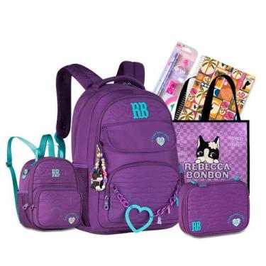 Imagem de Kit Mochila Costas Juvenil Rebecca Bonbon Original 2026 - CLIO, Roxo