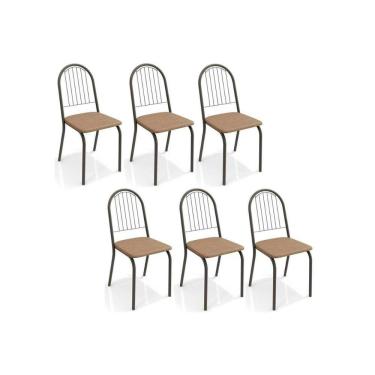 Imagem de Cadeira De Cozinha Noruega 2c077 Kit 6 Un Preto Fosco Capuccino