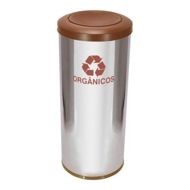 Imagem de Lixeira Em Aço Inox Com Tampa Meia Esfera Pintada 22l