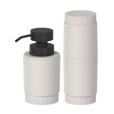 Imagem de Kit Pia Banheiro Bancada Lavabo Porta Escovas Dente Porta Sabonete Líquido Premium Dorica (Bege)