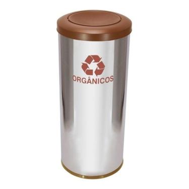 Imagem de Lixeira Em Aço Inox Com Tampa Meia Esfera Plástica 22l