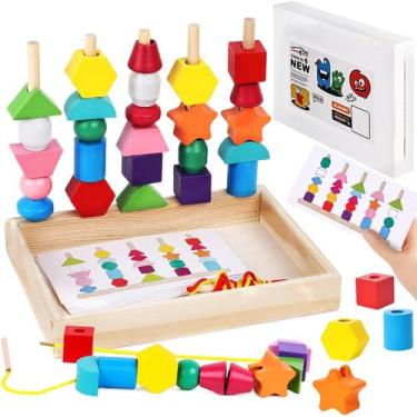 Imagem de Brinquedo de sequenciamento de miçangas LoveStown Wooden Stacking Mont