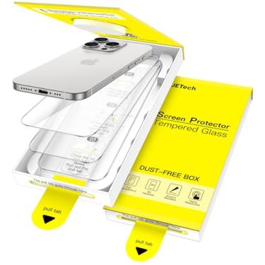 Imagem de JETech Película de Vidro Temperado para iPhone 15 Pro 6,1 Polegadas, Instalação Rápida em Um Passo com Caixa de Alinhamento Automático sem Bolhas, Protetor de Tela 9H, HD-Claro, Pacote com 3