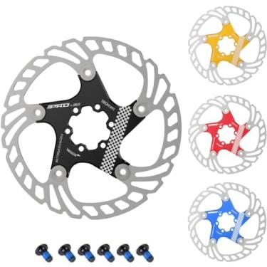 Imagem de CYSKY Rotor de freio a disco de bicicleta flutuante 6 parafusos 140 mm 160 mm 180 mm 203 mm rotores de freio de aço inoxidável usinado CNC para Ebike Road Bike MTB BMX Gravel Bike (preto, 180 mm)