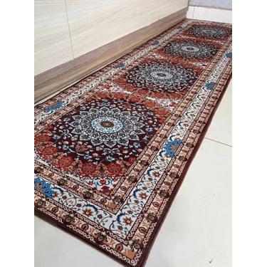 Imagem de Tapete PYB157 Decorativo Multicolorido, Design Patchwork Madeira, 150x50cm, Base Antiderrapante e Antialérgica, para Corredores e Áreas Internas, Tecido Plano