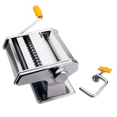 Imagem de Genérico Máquina de Macarrão Manual em Aço Inox, 3 Tipos de Massa, Cortador de Massa Caseira com Manivela