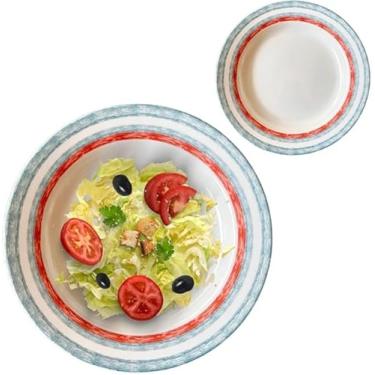 Imagem de Conjunto de 6 Pratos Quadrados Rasos em Melamina, 25cm, Branco, Design Moderno, Resistente, Liso, para Refeições Diárias, Reutilizável