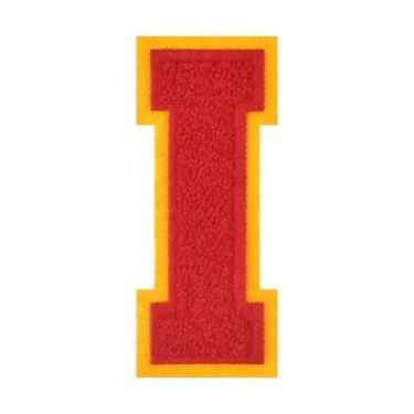 Imagem de 1 peça de patch de letra de chenille vermelho de 11,4 cm – Remendos do alfabeto para roupas, jaquetas, mochilas, chapéus para decoração personalizada, nome personalizado e artesanato. (I)