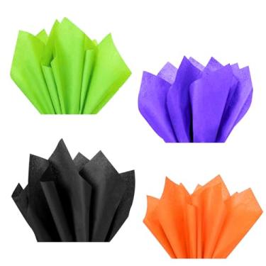 Imagem de NICROHOME EUR Papel de embrulho de Halloween 24 folhas, papel de seda preto laranja roxo para sacos de presente, embrulho de 50 x 71 cm para embalagem de presente de Halloween, aniversário, faça você