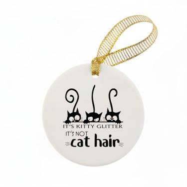 Imagem de Mancheng-zi Enfeites de Natal engraçados para gatos, mãe, senhora, amantes, presentes para decoração de árvore de Natal, não é cabelo de gatinho, é gatinho, enfeites decorativos de cerâmica pendurados