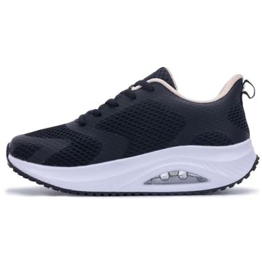 Imagem de BROYON Tênis feminino para caminhada, suporte de arco, ortopédico, confortável, para fascite plantar, alívio da dor, 40-42, Preto, laranja, 40