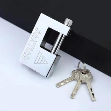 Imagem de Cadeado multifuncional com chave, antifurto, antifurto, trava de porta desbloqueada com 3 chaves (50 mm)