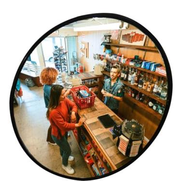 Imagem de BESEA Espelho de Tráfego Espelho Convexo Preto de 24", Espelho de Segurança Montado Na Parede, Espelho de Ponto Cego de Segurança para Garagem Armazém Shopping Escritório Doméstico Interno com Visão C