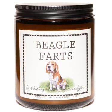 Imagem de Cheiro de vela Beagle Farts - Presentes e decoração de beagle, presentes de beagle para mulheres, presente de mãe de cachorro - Vela perfumada de cera de soja de lavanda e eucalipto, queima 50 horas