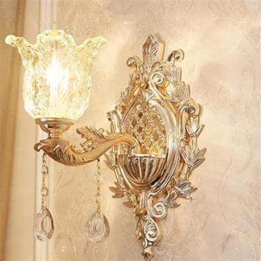 Imagem de Luminária de parede contemporânea de cristal para interiores, estilo europeu, luxuosa, com LED, para decoração de sala de estar, quarto, escritório, quarto modelo, hotel, casa de campo, corr